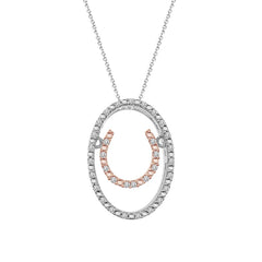 LADIES PENDANT WITH CHAIN 0.10CT ROUND DIAMOND 10K/SS WHITE/ROSE GOLD/STERLING SILVER