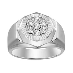 MEN'S RING 0.25CT ROUND DIAMOND 10K WHITE/YELLOW GOLD