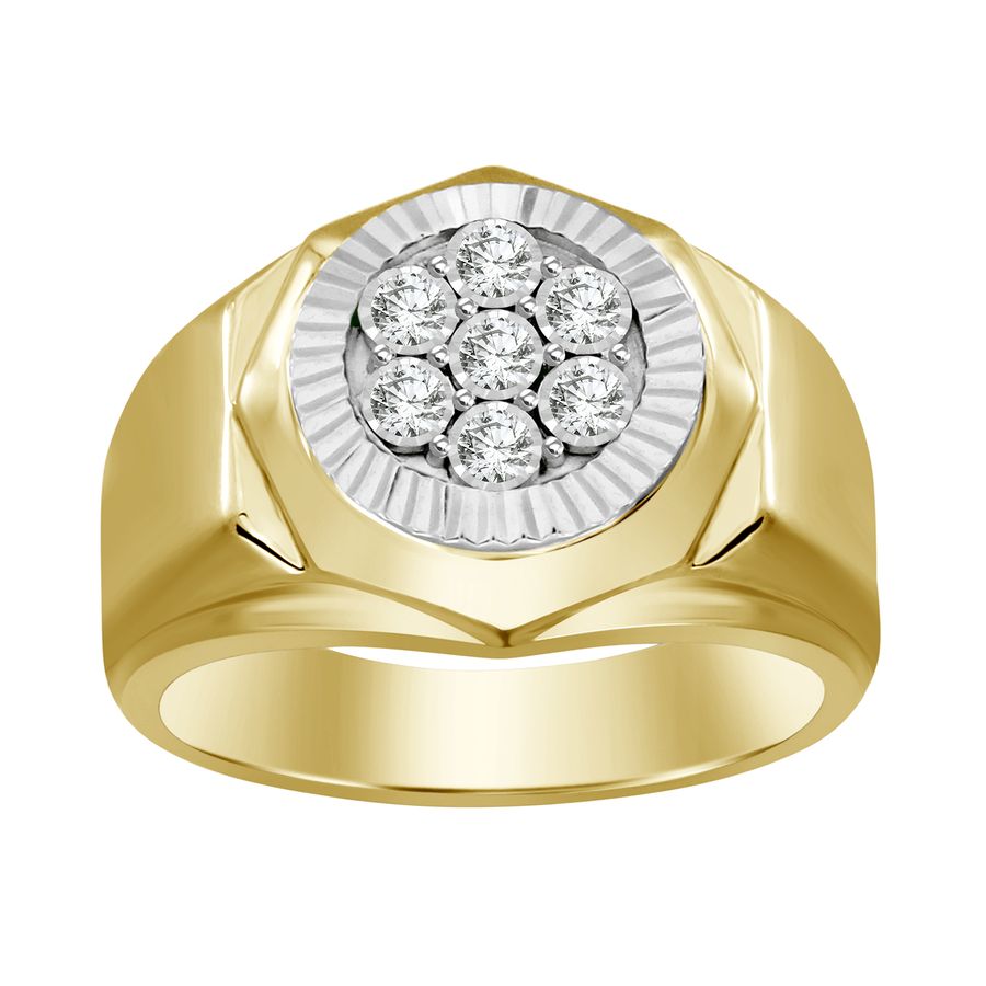 MEN'S RING 0.25CT ROUND DIAMOND 10K YELLOW GOLD