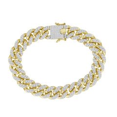 MEN'S BRACELET 4.50CT ROUND DIAMOND 10K WHITE/YELLOW GOLD