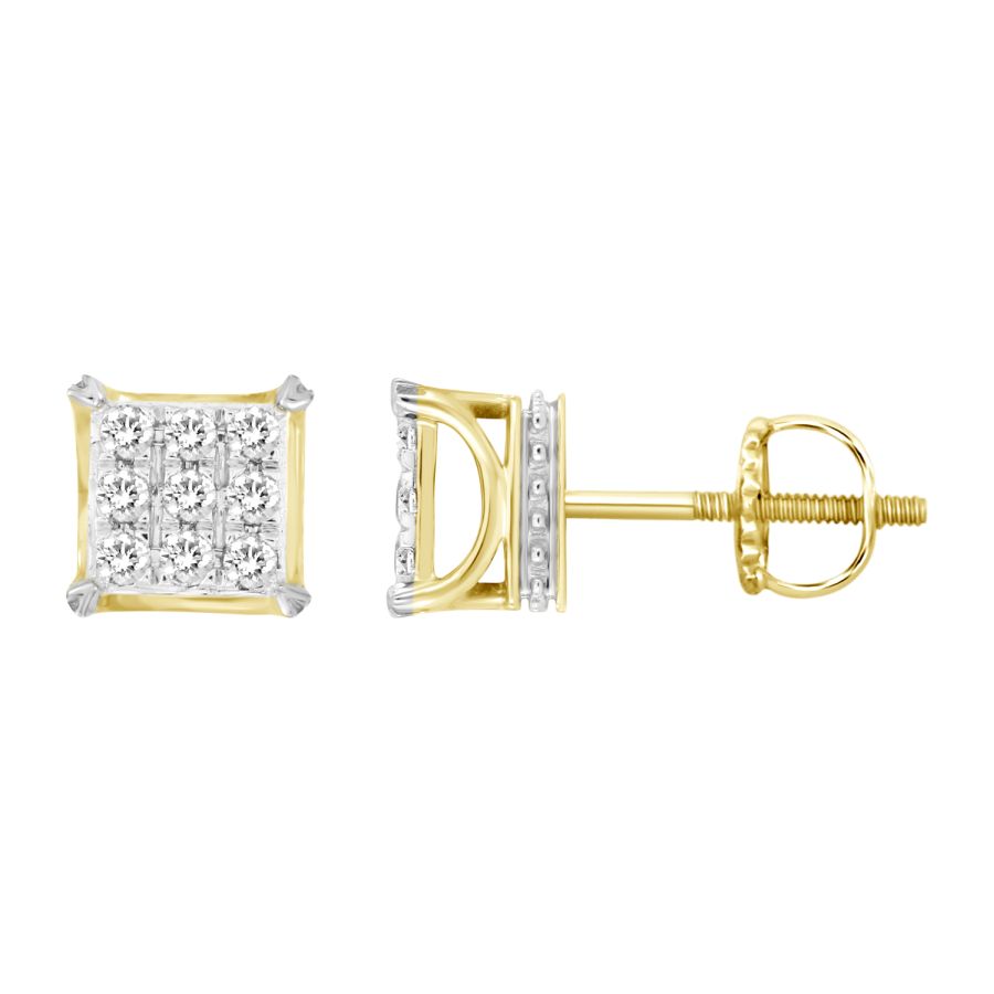 EARRINGS 0.25CT ROUND DIAMOND 10K YELLOW GOLD