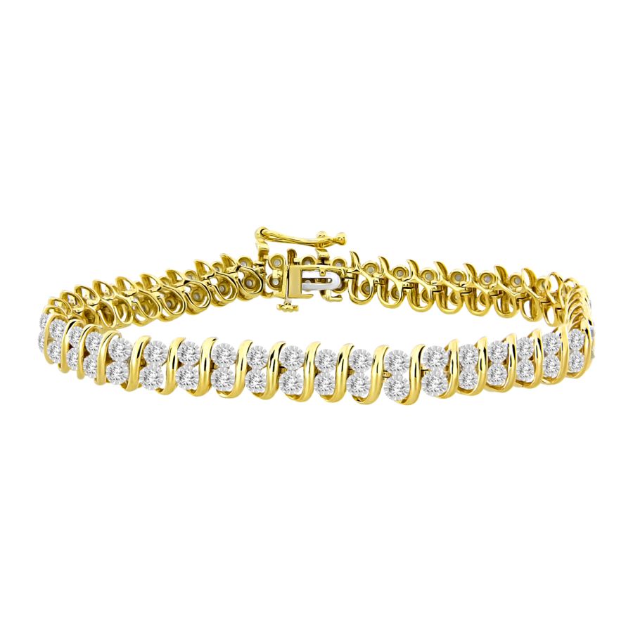 LADIES BRACELET 1.00CT ROUND DIAMOND 10K YELLOW GOLD