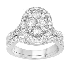 BRIDAL SET 1.50CT ROUND DIAMOND 14K WHITE GOLD