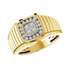 MEN'S RING 0.50CT ROUND DIAMOND 10K YELLOW GOLD