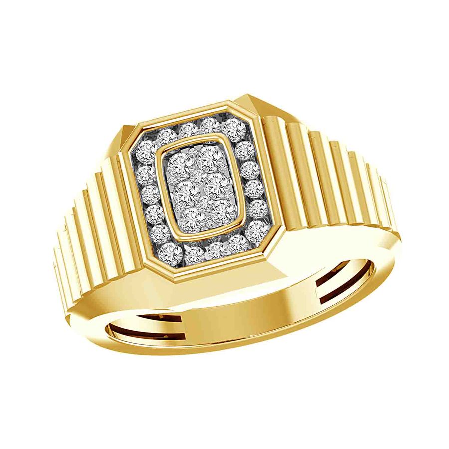 MEN'S RING 0.50CT ROUND DIAMOND 10K YELLOW GOLD