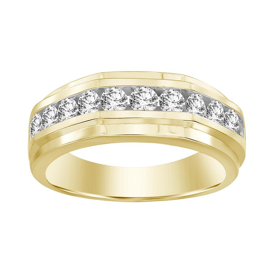 MEN'S BAND 1.00CT ROUND DIAMOND 10K YELLOW GOLD