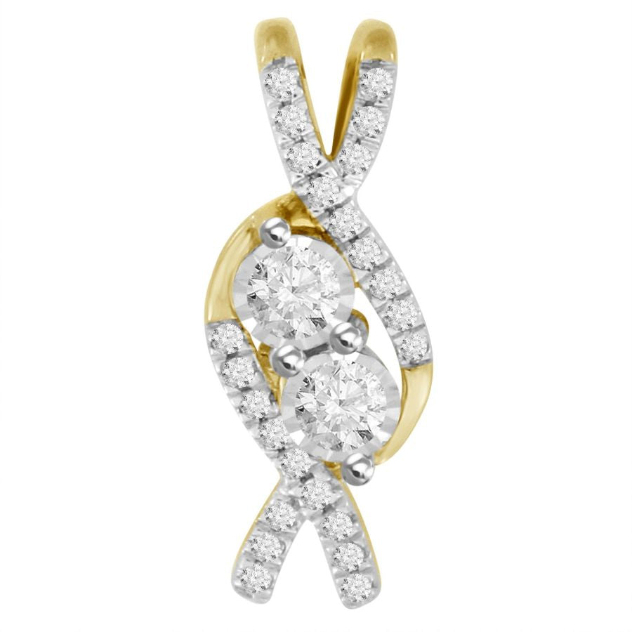 LADIES PENDANT 0.12CT ROUND DIAMOND 10K YELLOW GOLD