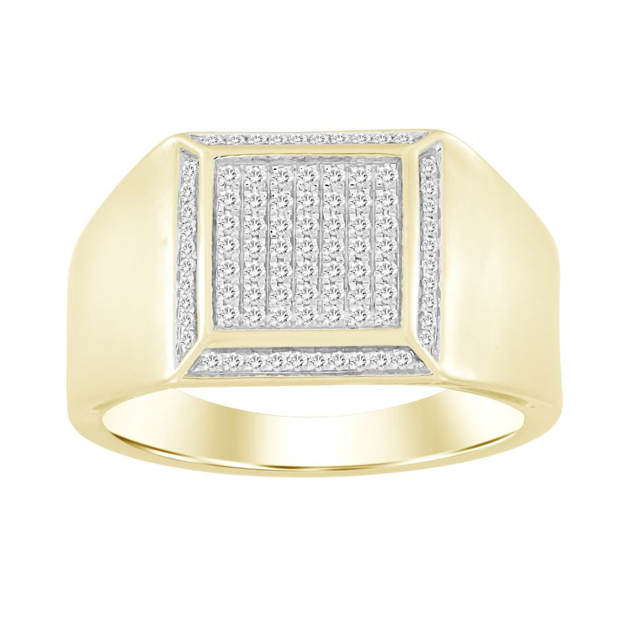 MEN'S RING 0.50CT ROUND DIAMOND 14K YELLOW GOLD