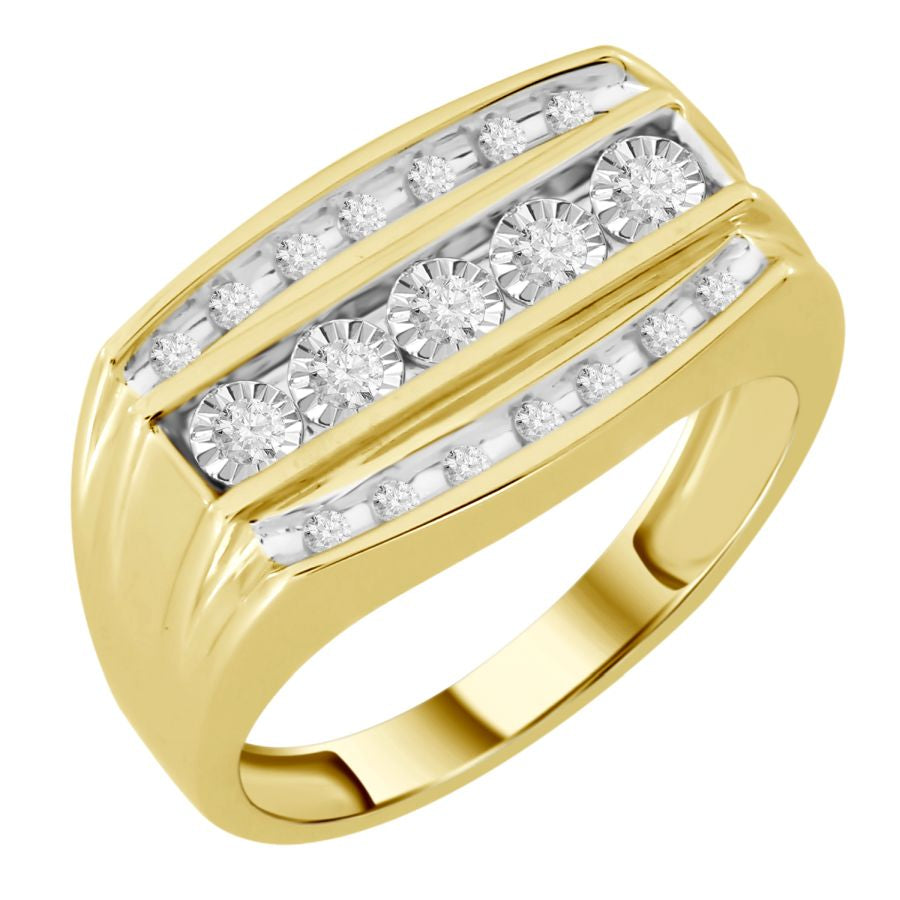 FANUK MEN'S RING 0.25CT ROUND DIAMOND 14K YELLOW GOLD