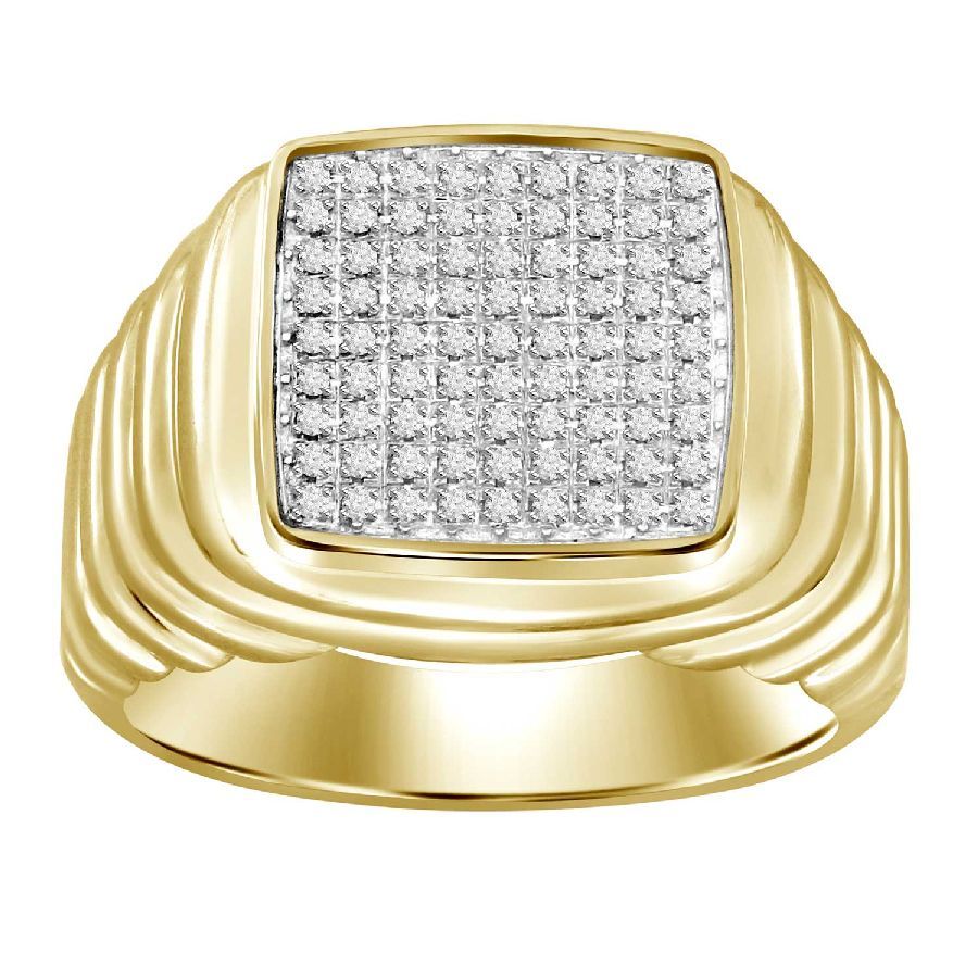 MEN'S RING 0.25CT ROUND DIAMOND 14K YELLOW GOLD