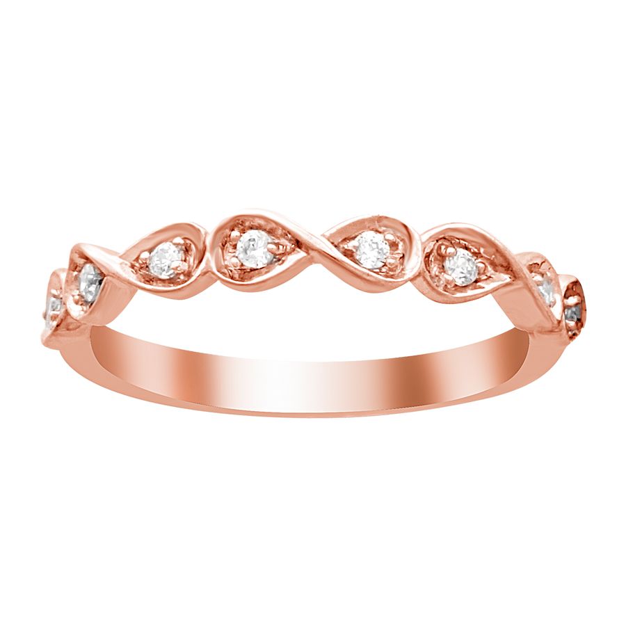 LADIES BAND 0.11CT ROUND DIAMOND 10K ROSE GOLD