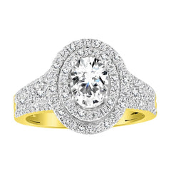 LADIES RING 1.50CT ROUND DIAMOND 14K YELLOW GOLD (CENTER STONE 0.75CT OVAL DIAMOND)