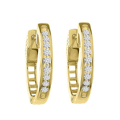 LADIES HOOP EARRINGS 2.00CT ROUND DIAMOND 14K YELLOW GOLD