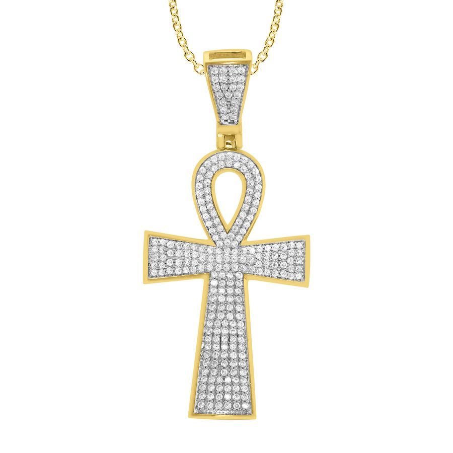 MEN'S PENDANT 1.00CT ROUND DIAMOND 10K YELLOW GOLD