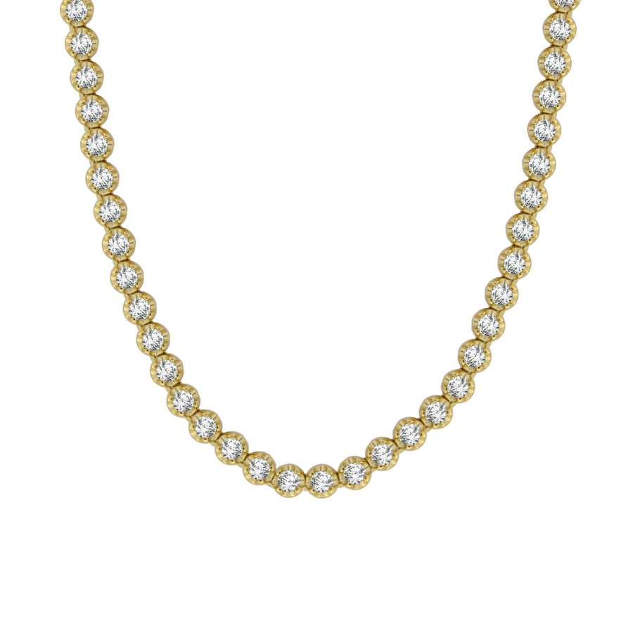 MEN'S NECKLACE 15.00CT ROUND DIAMOND 14K YELLOW GOLD