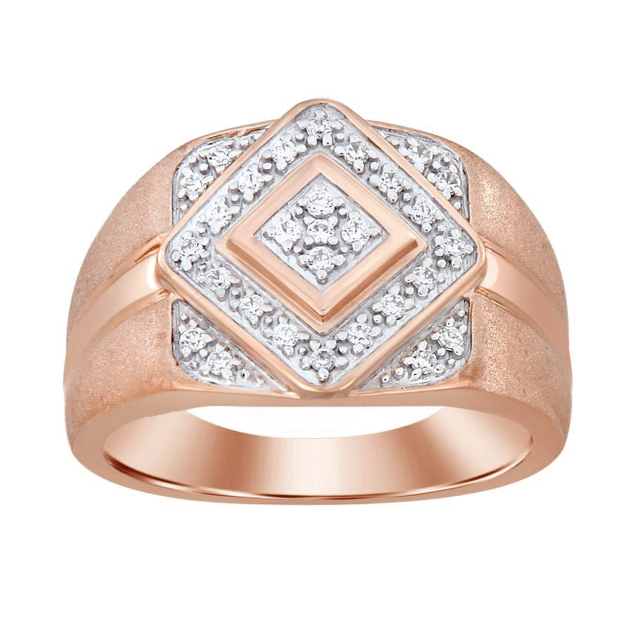 MEN'S RING 0.25CT ROUND DIAMOND 10K ROSE GOLD