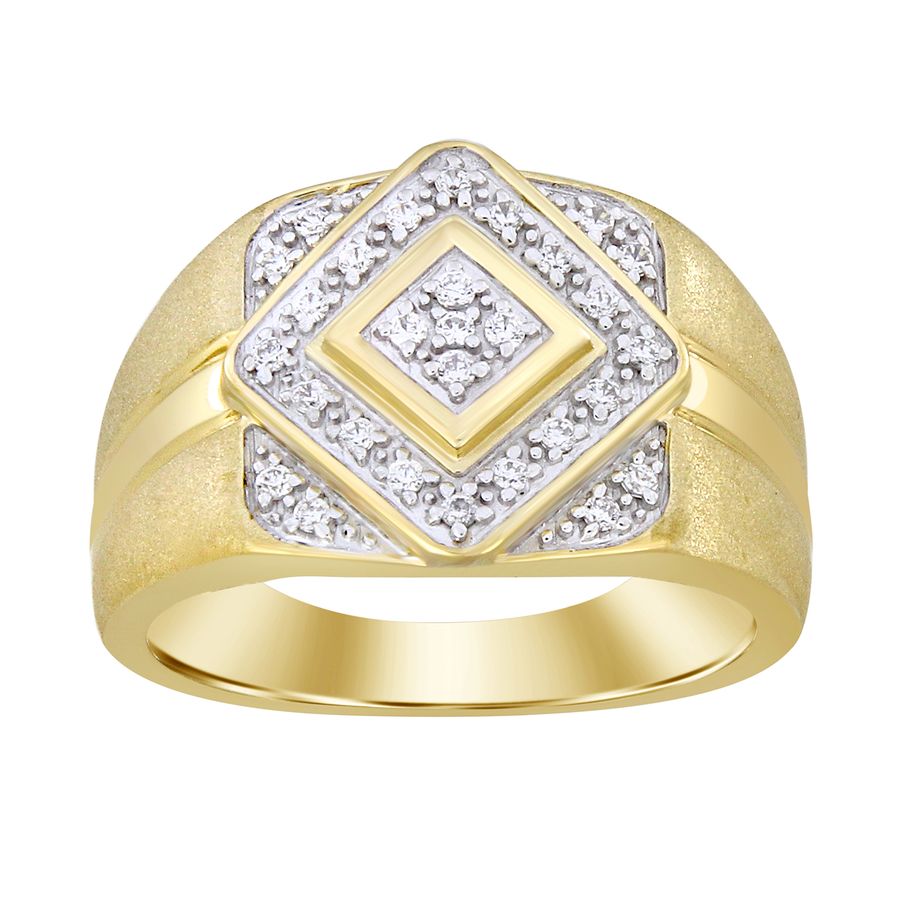 MEN'S RING 0.25CT ROUND DIAMOND 10K YELLOW GOLD