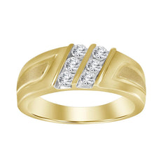 MEN'S BAND 0.16CT ROUND DIAMOND 10K YELLOW GOLD