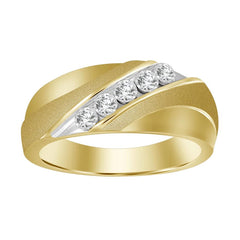 MEN'S BAND 0.10CT ROUND DIAMOND 10K YELLOW GOLD