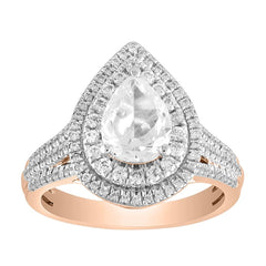 LADIES RING 1.25CT ROUND/PEAR DIAMOND 14K ROSE GOLD (SI QUALITY)