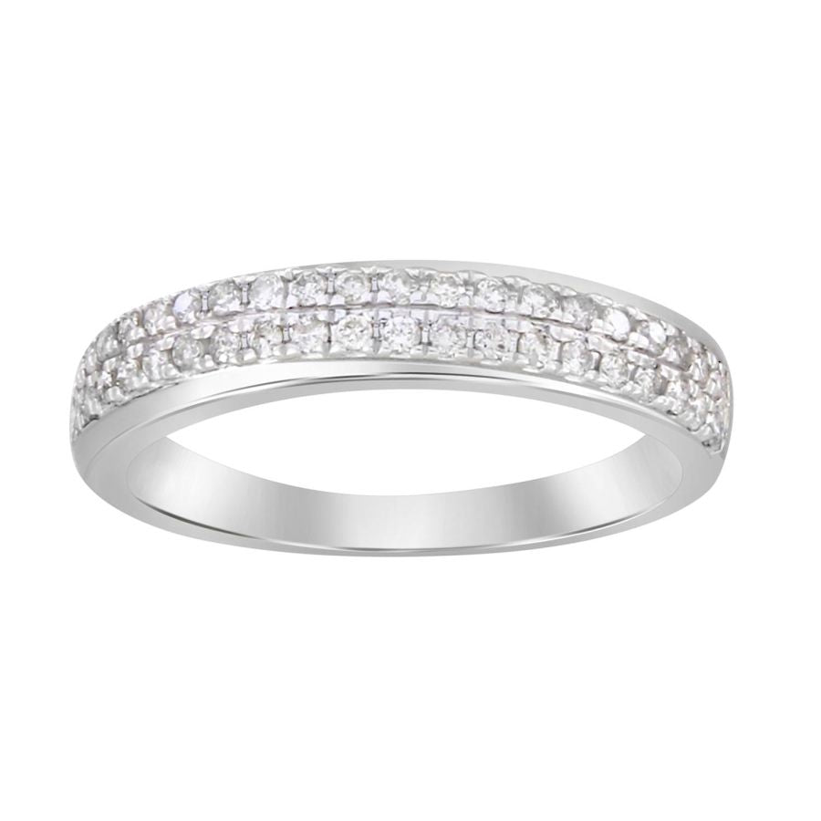 LADIES BAND 0.30CT ROUND DIAMOND 14K WHITE GOLD