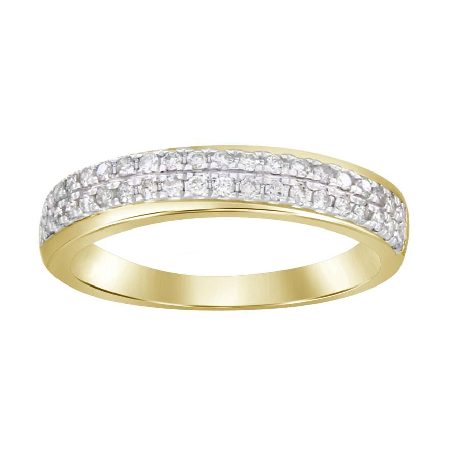 LADIES BAND 0.30CT ROUND DIAMOND 14K YELLOW GOLD