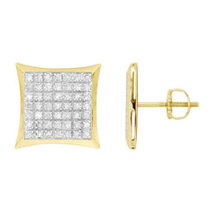 MEN'S KITE SHAPE YUVA EARRINGS 0.33CT ROUND DIAMOND 10K YELLOW GOLD