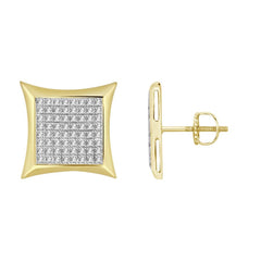 MEN'S KITE SHAPE YUVA EARRINGS 0.50CT ROUND DIAMOND 10K YELLOW GOLD