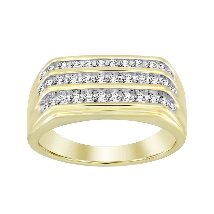 MEN'S RING 0.50CT ROUND DIAMOND 10K YELLOW GOLD