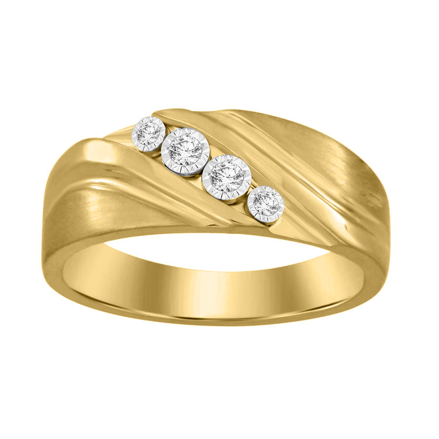 MEN'S BAND 0.15CT ROUND DIAMOND 10K YELLOW GOLD