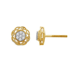 LADIES EARRINGS 0.20CT ROUND DIAMOND 10K YELLOW GOLD