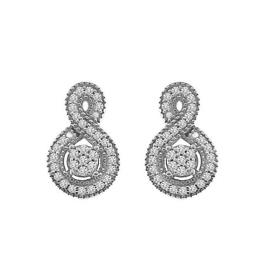 LADIES EARRINGS 0.20CT ROUND DIAMOND 10K WHITE GOLD