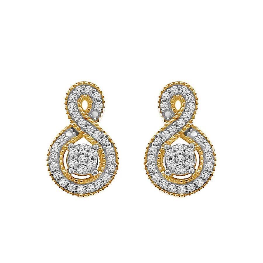 LADIES EARRINGS 0.20CT ROUND DIAMOND 10K YELLOW GOLD