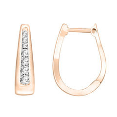 LADIES HOOP EARRINGS 0.50CT ROUND DIAMOND 10K ROSE GOLD