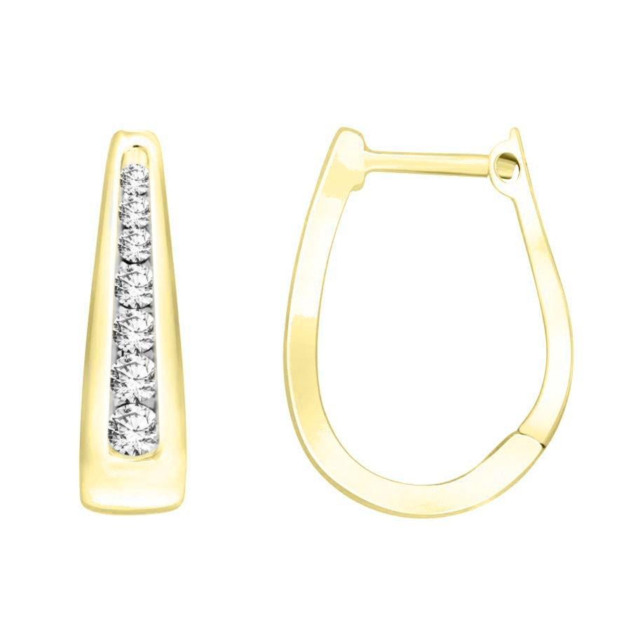 LADIES HOOP EARRINGS 0.50CT ROUND DIAMOND 10K YELLOW GOLD