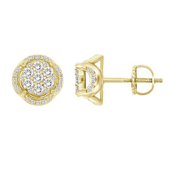 MEN'S STUD EARRINGS 1.00CT ROUND DIAMOND 14K YELLOW GOLD