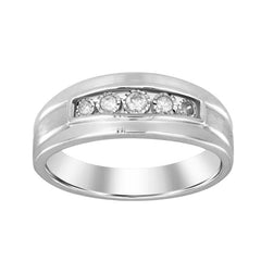 MEN'S BAND 0.15CT ROUND DIAMOND 10K WHITE GOLD