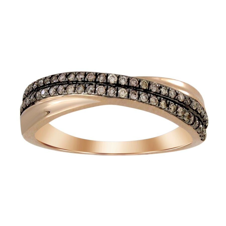 LADIES BAND 0.30CT ROUND DARK BROWN DIAMOND 10K ROSE GOLD