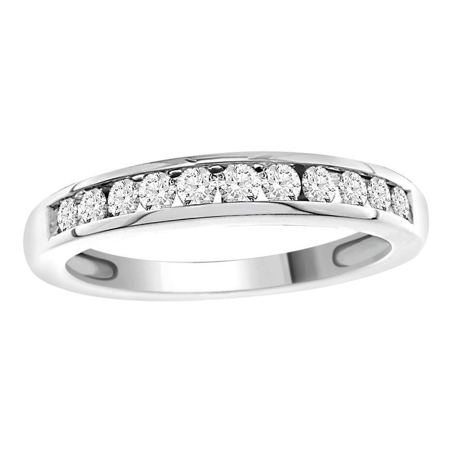 LADIES BAND 0.33CT ROUND DIAMOND 14K WHITE GOLD