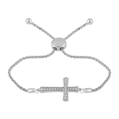 LADIES BRACELET 0.20CT ROUND DIAMOND 10K WHITE GOLD