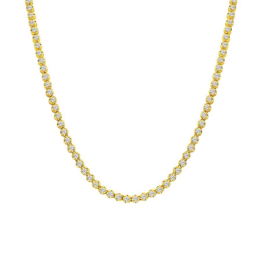 MEN'S NECKLACE 11.00CT ROUND DIAMOND 10K YELLOW GOLD