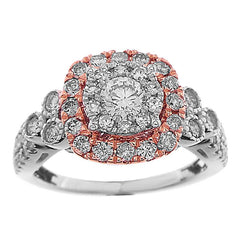 DUA LADIES RING 1.00CT ROUND DIAMOND 14K WHITE/ROSE GOLD