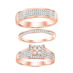 LADIES TRIOS SET 0.50CT ROUND DIAMOND 14K ROSE GOLD