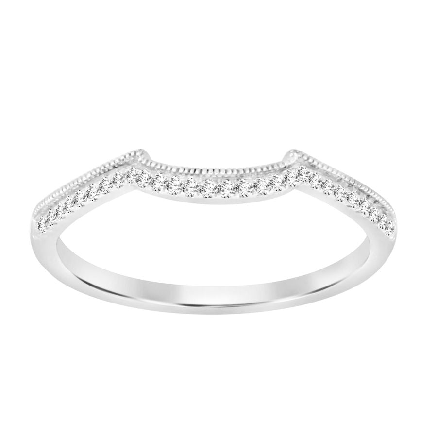 LADIES BAND 0.10CT ROUND DIAMOND 10K WHITE GOLD