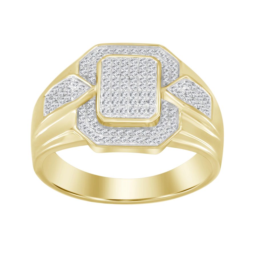 MEN'S RING 0.25CT ROUND DIAMOND 10K YELLOW GOLD