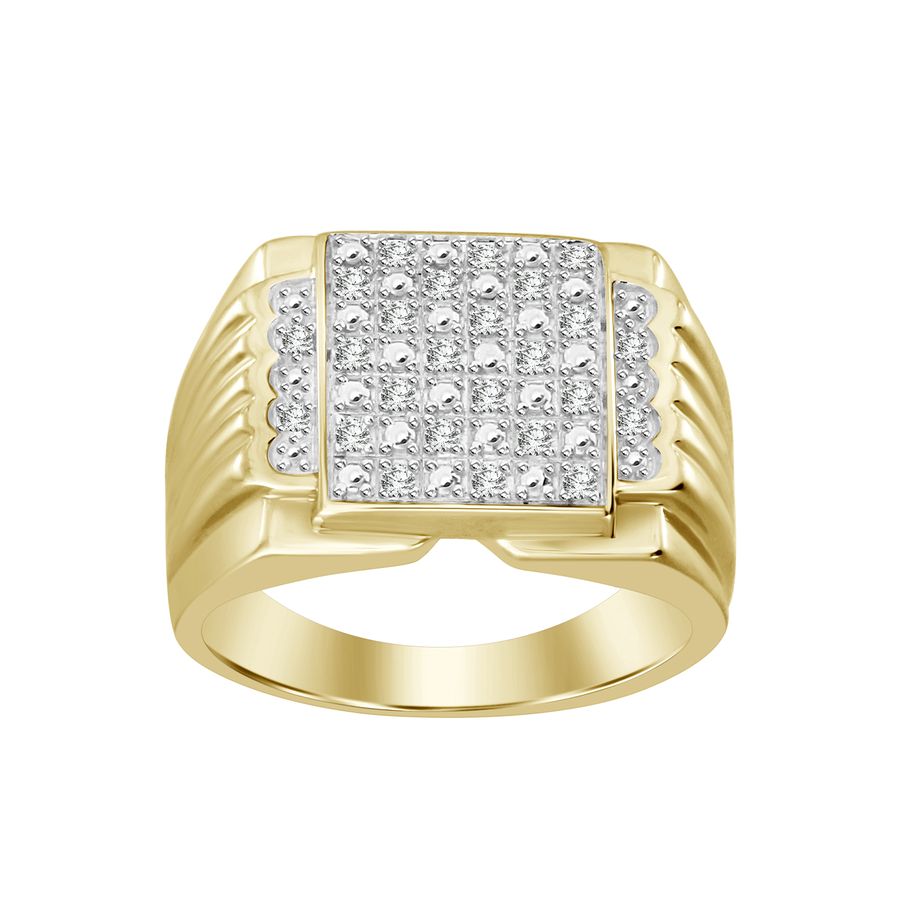 MEN'S RING 0.25CT ROUND DIAMOND 10K YELLOW GOLD