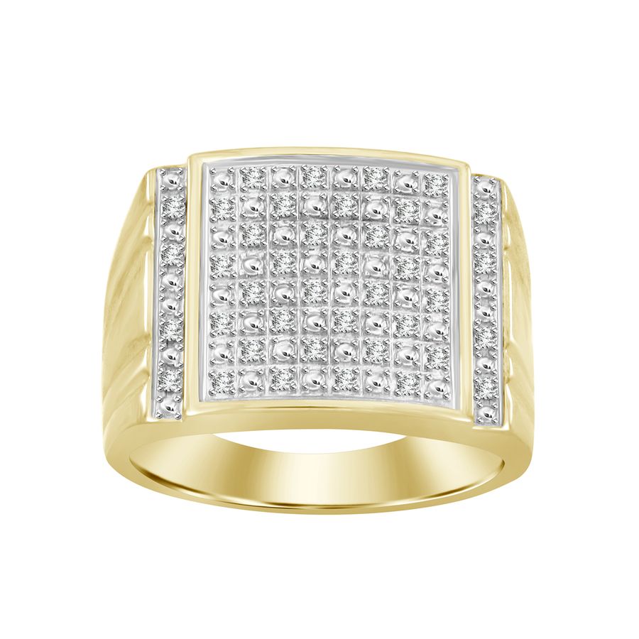 MEN'S RING 0.25CT ROUND DIAMOND 10K YELLOW GOLD