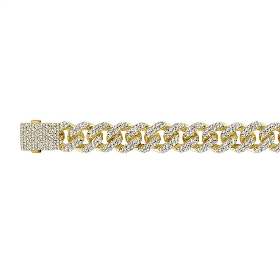 MEN'S BRACELET 9.70CT ROUND DIAMOND 10K YELLOW GOLD