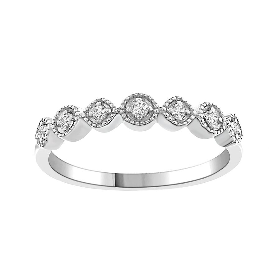 LADIES BAND 0.10CT ROUND DIAMOND 14K WHITE GOLD