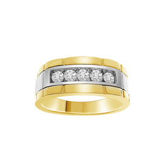 MEN'S BAND 0.50CT ROUND DIAMOND 10K WHITE/YELLOW GOLD